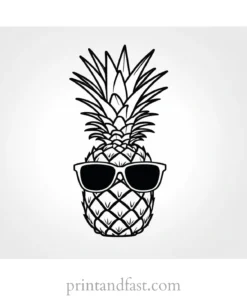 pineapple coloring page with sunglasses