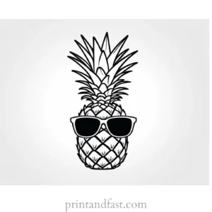 pineapple coloring page with sunglasses