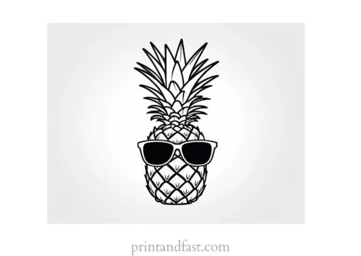 pineapple coloring page with sunglasses