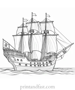 pirate ship coloring page advanced