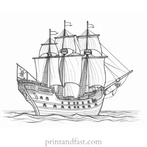 pirate ship coloring page advanced