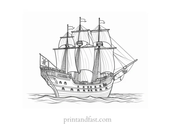 pirate ship coloring page advanced