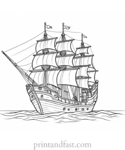 pirate ship coloring page cartoon