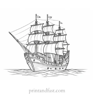 pirate ship coloring page cartoon