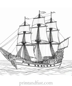 pirate ship coloring page detailed