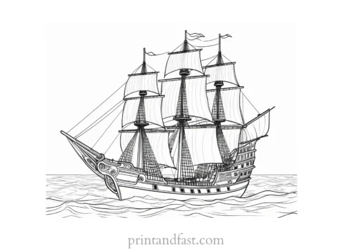 pirate ship coloring page detailed