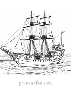 pirate ship coloring page easy