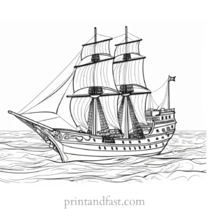 pirate ship coloring page easy