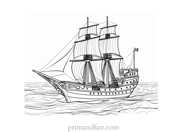 pirate ship coloring page easy