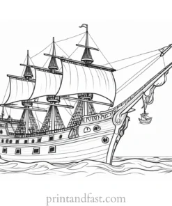 pirate ship coloring page for adults