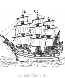 pirate ship coloring page for beginners