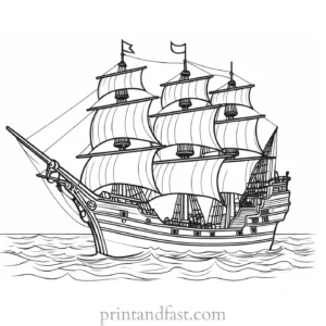 pirate ship coloring page for beginners