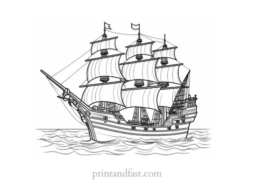 pirate ship coloring page for beginners