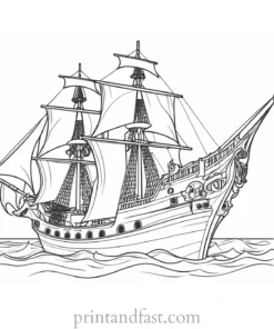 pirate ship coloring page for experts