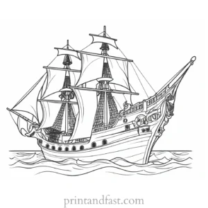 pirate ship coloring page for experts