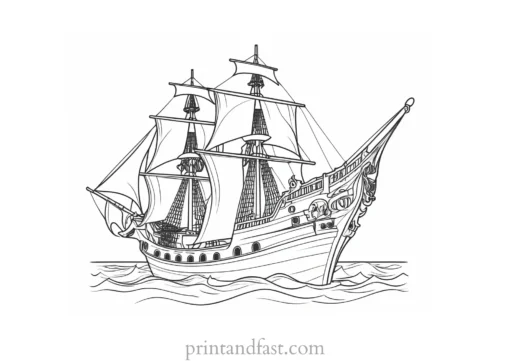 pirate ship coloring page for