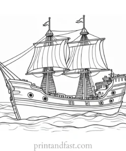 pirate ship coloring page for kindergarten