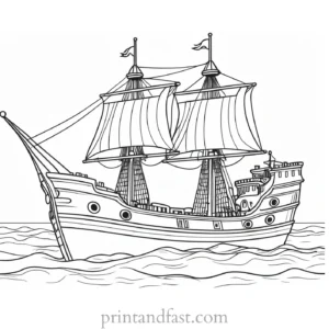 pirate ship coloring page for kindergarten