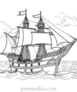 pirate ship coloring page for preschoolers