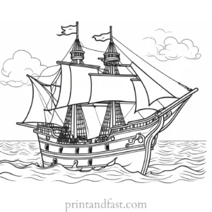 pirate ship coloring page for preschoolers