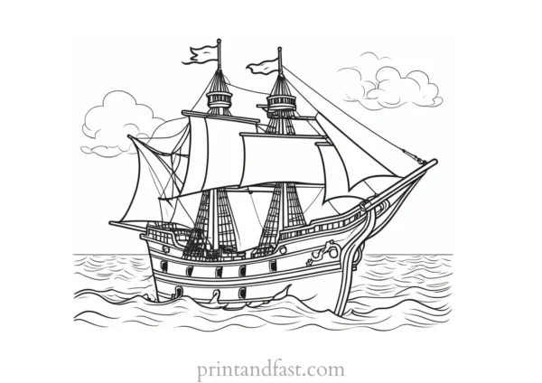 pirate ship coloring page for preschoolers