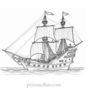 pirate ship coloring page for teenagers