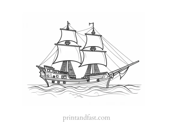 pirate ship coloring page free