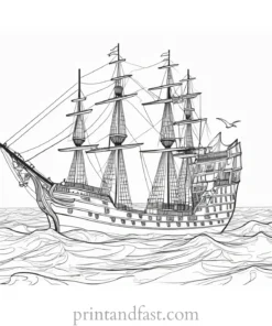 pirate ship coloring page intricate