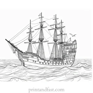 pirate ship coloring page intricate