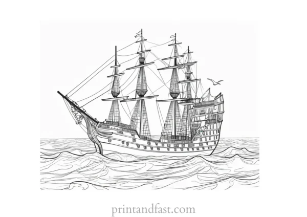 pirate ship coloring page intricate