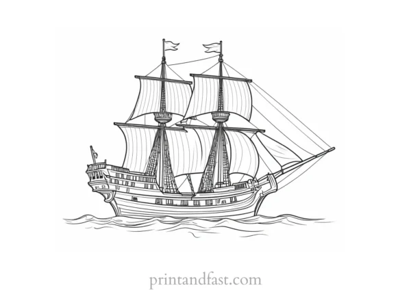 pirate ship coloring page online