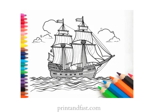 pirate ship coloring page printable