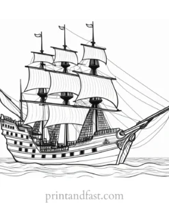 pirate ship coloring page realistic