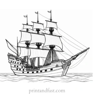 pirate ship coloring page realistic