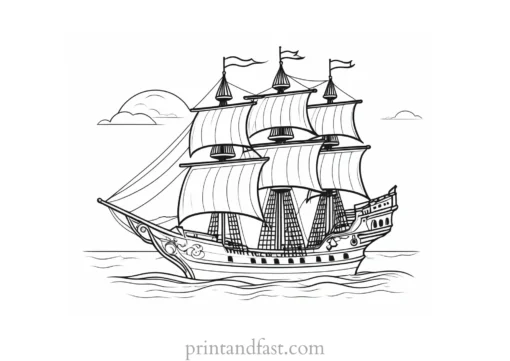 pirate ship coloring page simple