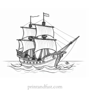 pirate ship coloring page with skull