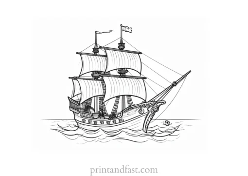 pirate ship coloring page with skull