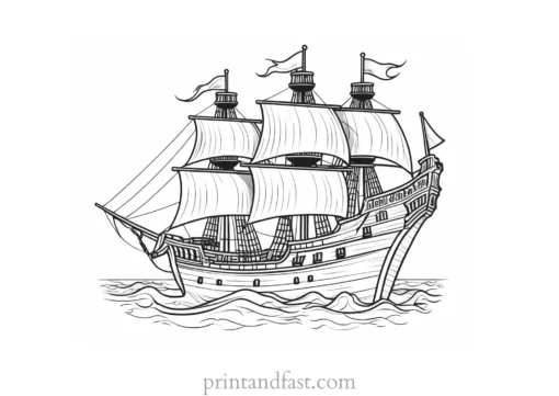 pirate ship coloring page with treasure