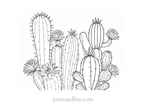 printable Cactus Coloring Page