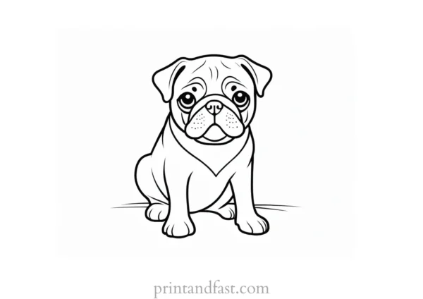 pug coloring page cartoon