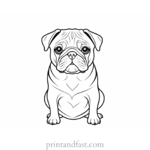 pug coloring page cute