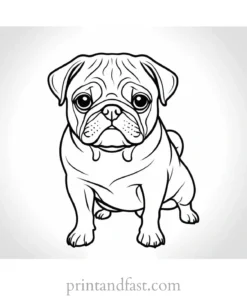 pug coloring page detailed