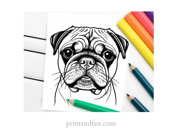 pug coloring page printable