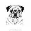 pug coloring page realistic