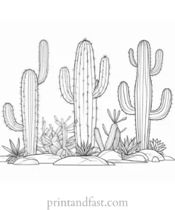 realistic Cactus Coloring Page