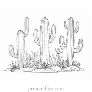 realistic Cactus Coloring Page