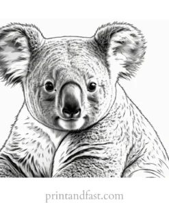 realistic Koala Coloring Page