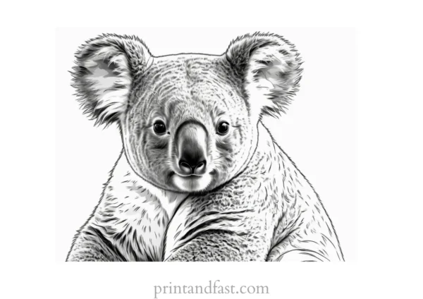 realistic Koala Coloring Page