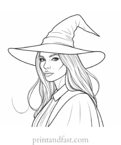 realistic Witch Coloring Page