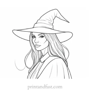 realistic Witch Coloring Page